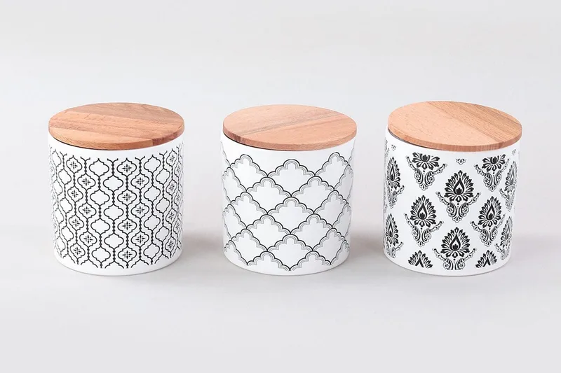 Oppbevaringsbokser 6-pk, Hvit/Svart