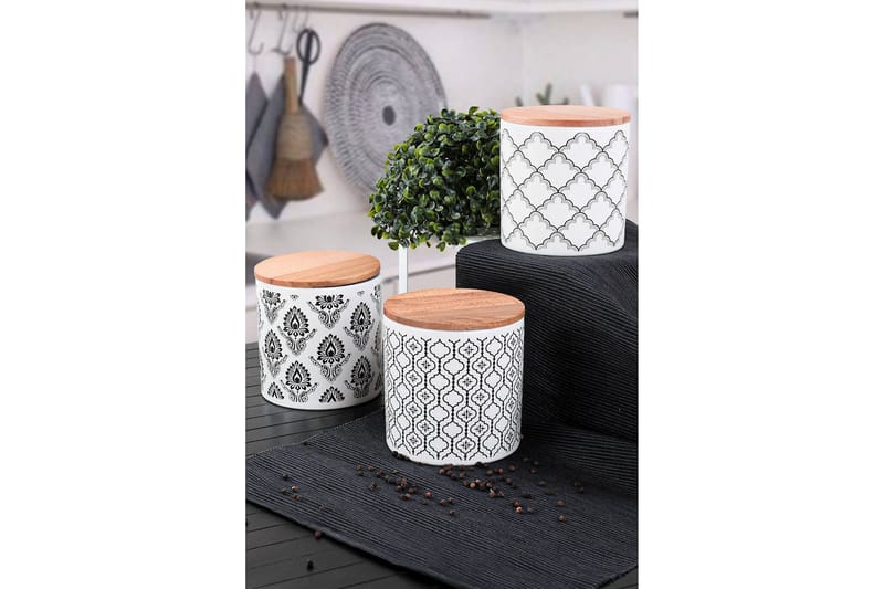 Oppbevaringsbokser 6-pk - Hvit/Svart - Servering & borddekking - Kjøkkenprodukter - Bokser & syltetøyglass