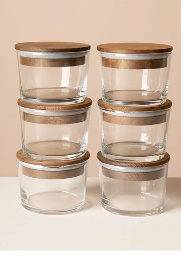 Oppbevaringsbokssett (12 deler) Opviq Cleo Shelf (8 x 8 x 5 cm) Transparent valnøtt - Transparent valnøtt - Servering & borddekking - Kjøkkenprodukter - Bokser & syltetøyglass