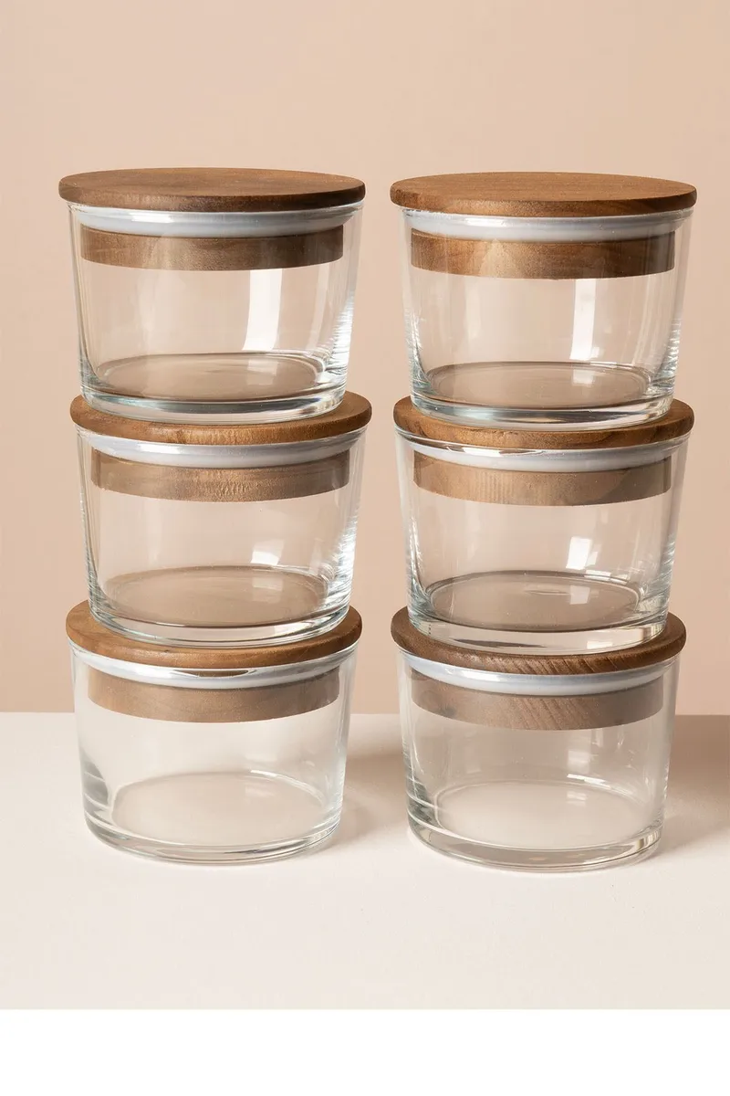 Oppbevaringsbokssett (12 deler) Opviq Cleo Shelf (8 x 8 x 5 cm) Transparent valnøtt - Transparent valnøtt - Servering & borddekking - Kjøkkenprodukter - Bokser & syltetøyglass