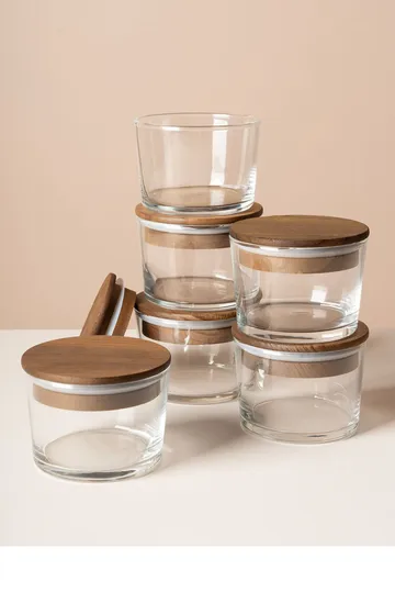 Oppbevaringsbokssett (12 deler) Opviq Cleo Shelf (8 x 8 x 5 cm) Transparent valnøtt - Transparent valnøtt - Servering & borddekking - Kjøkkenprodukter - Bokser & syltetøyglass