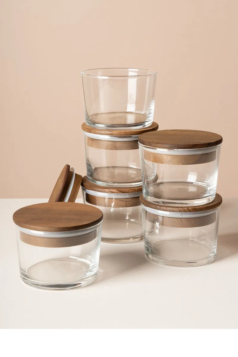 Oppbevaringsbokssett (12 deler) Opviq Cleo Shelf (8 x 8 x 5 cm) Transparent valnøtt, Transparent valnøtt