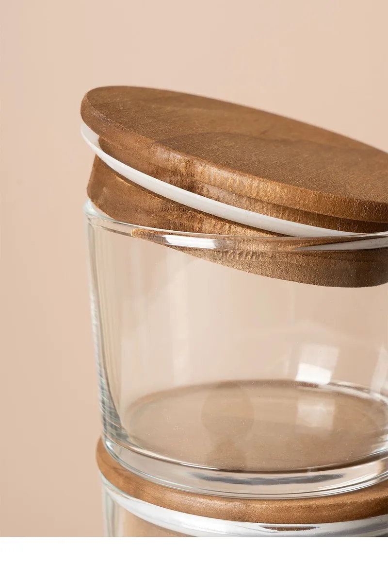Oppbevaringsbokssett (12 deler) Opviq Cleo Shelf (8 x 8 x 5 cm) Transparent valnøtt - Transparent valnøtt - Servering & borddekking - Kjøkkenprodukter - Bokser & syltetøyglass
