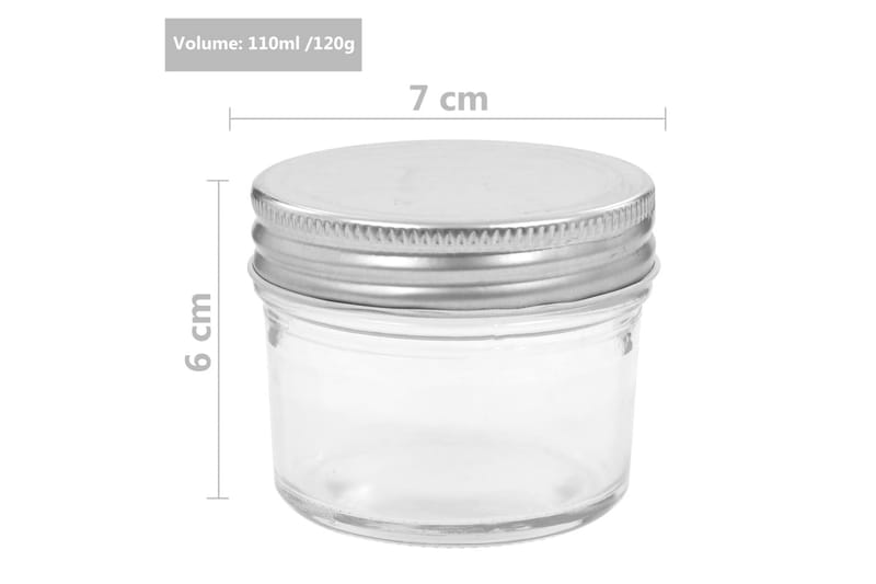 Syltetøyglass med s�ølve lokk 24 stk 110 ml - Oppbevaringsboks - Oppbevaring til småting - Bokser & syltetøyglass