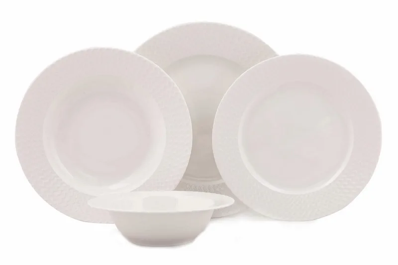 Adine Middagsservice 24 Deler Porselen - Hvit - Servering & borddekking - Porselen