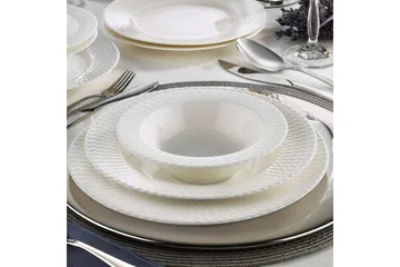 Adine Middagsservice 24 Deler Porselen - Hvit - Servering & borddekking - Porselen