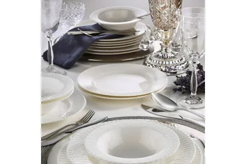 Adine Middagsservice 24 Deler Porselen - Hvit - Servering & borddekking - Porselen