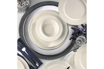 Adine Middagsservice 24 Deler Porselen - Hvit - Servering & borddekking - Porselen