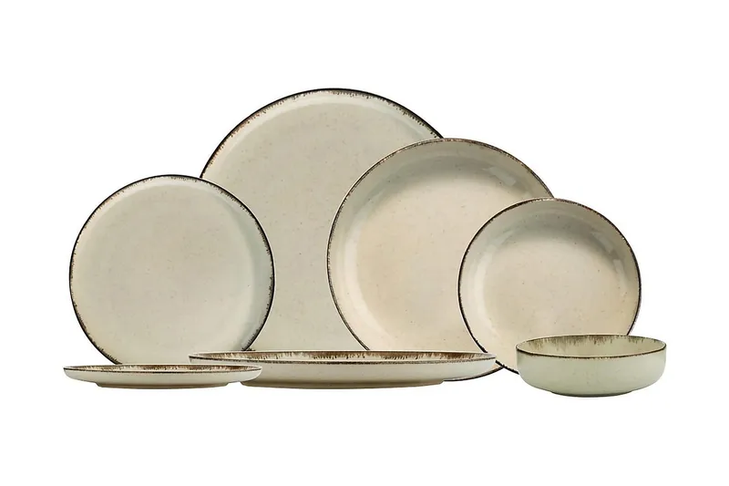 Tallerkensett Adine 24 Delar, Porselen/Brun