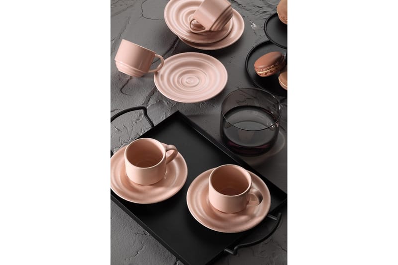 Kaffeservise 12-pk - Rosa - Kaffekopp & kaffekrus - Porselen