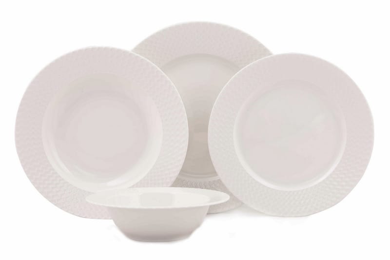 Middagsservice Adine 24 Deler Porselen - Hvit - Porselen - Porselen servise - Tallerkener