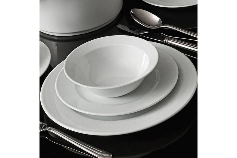 Middagsservice Adine 24 Deler Porselen - Hvit - Porselen servise - Tallerkener - Porselen