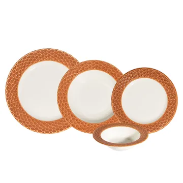 Middagsservise (24 deler) Opviq Orila Costa 24 (32 x 36 x 41 cm) Hvit oransje - hvit og oransje - Servering & borddekking - Porselen