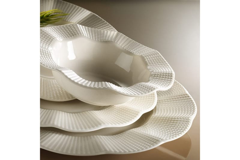 Middagsservise Adine 24 Deler Porselen - Creme - Servering & borddekking - Porselen