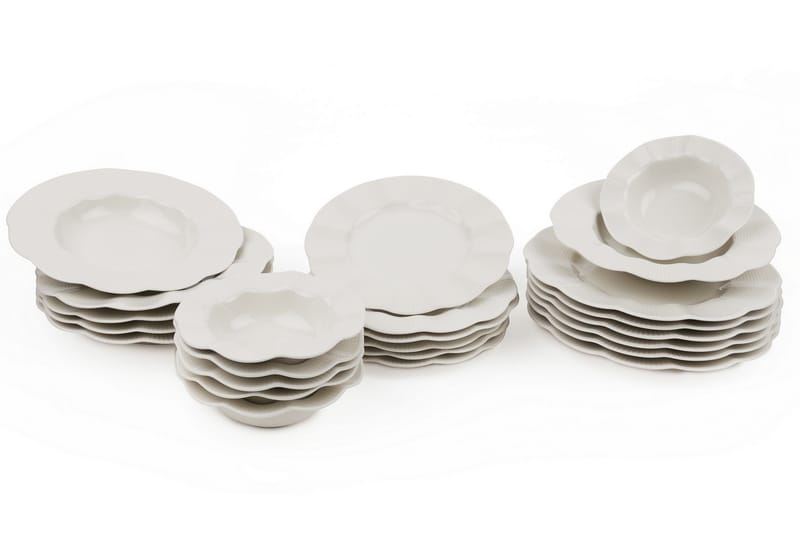 Middagsservise Adine 24 Deler Porselen - Creme - Servering & borddekking - Porselen