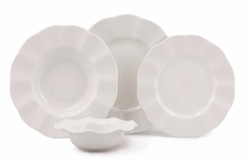 Middagsservise Adine 24 Deler Porselen - Creme - Servering & borddekking - Porselen