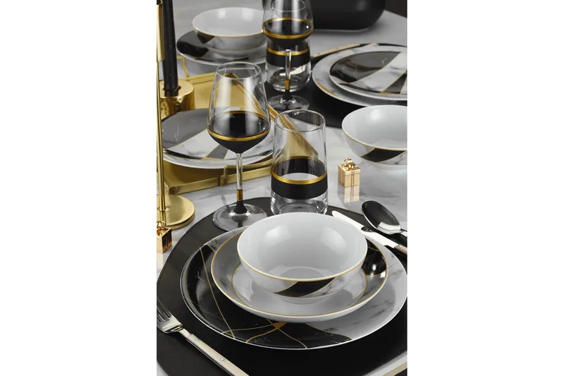 Tallerkensett 24-pk - Flerfarget - Servering & borddekking - Porselen