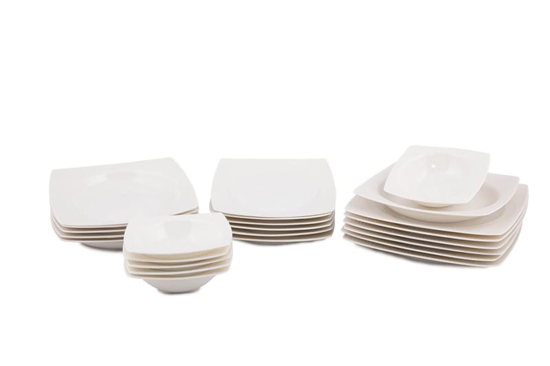 Tallerkensett 24-pk - Firkantet tallerken - Tallerkensett - Porselen