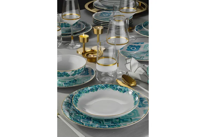 Tallerkensett 24-pk - Flerfarget - Servering & borddekking - Porselen