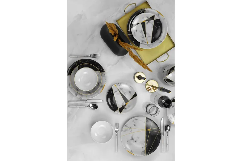 Tallerkensett 24-pk - Flerfarget - Servering & borddekking - Porselen