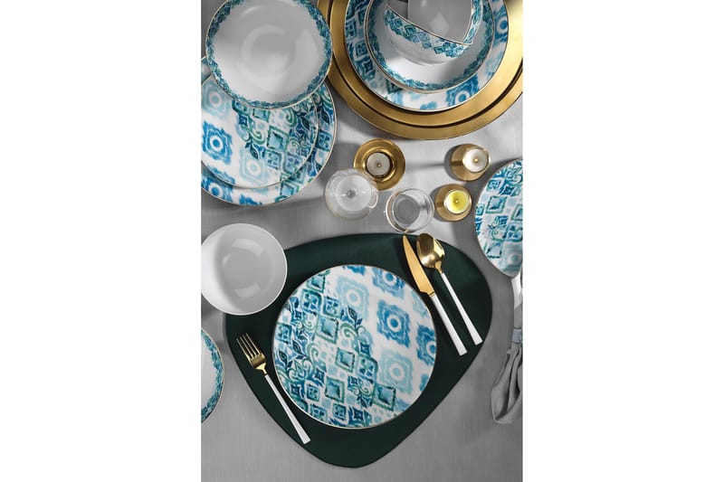 Tallerkensett 24-pk - Flerfarget - Servering & borddekking - Porselen