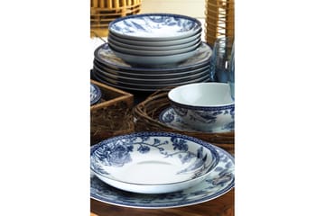 Tallerkensett 24- pk - Blå / Hvit - Servering & borddekking - Porselen