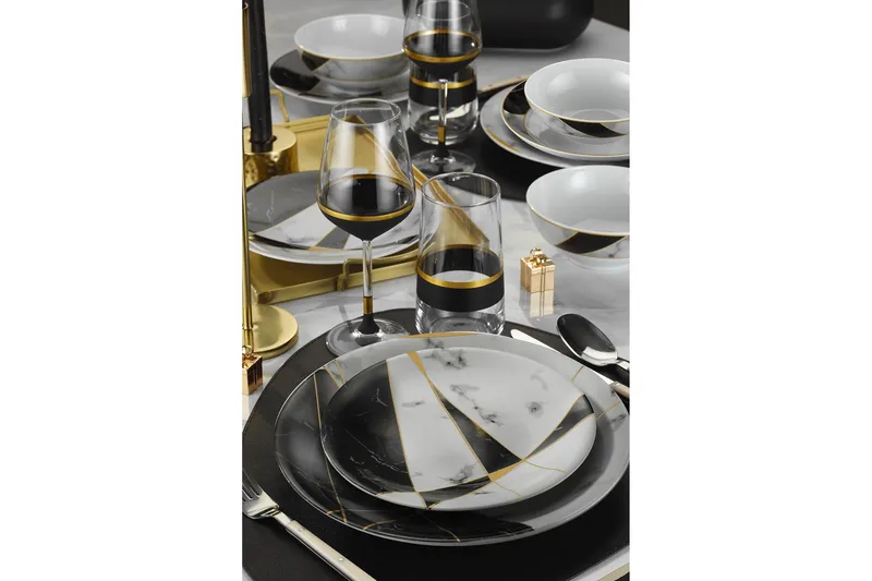 Tallerkensett 24-pk - Flerfarget - Servering & borddekking - Porselen