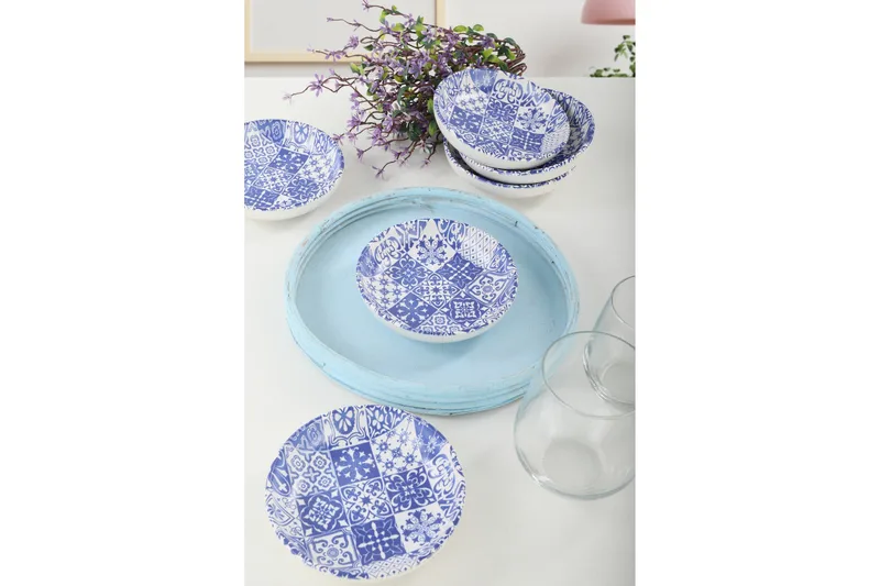 Asjetter - Hvit/Mørkeblå - Servering & borddekking - Tallerkener - Asjett