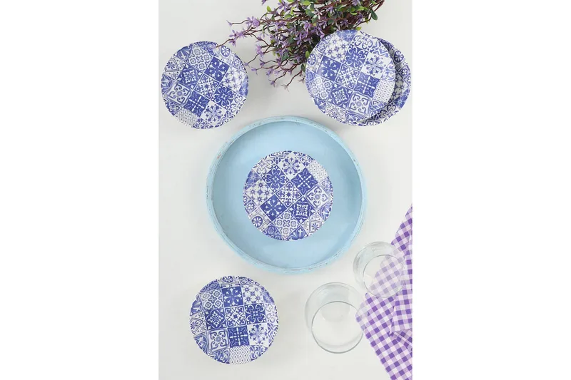 Asjetter - Hvit/Mørkeblå - Servering & borddekking - Tallerkener - Asjett