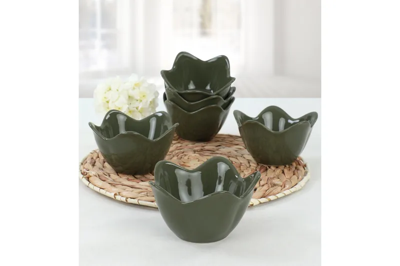 Floweryna Dyp Tallerken, Mørkegrønn