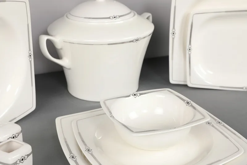 Tallerkensett 6-pk - Hvit/Svart - Servering & borddekking - Tallerkener - Firkantet tallerken