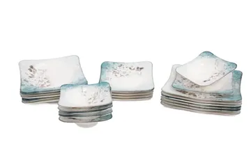 Tallerkensett Subatan 24 Deler - Porselen/Flerfarget - Servering & borddekking - Tallerkener - Firkantet tallerken