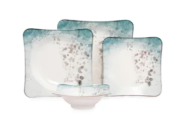 Tallerkensett Subatan 24 Deler - Porselen/Flerfarget - Servering & borddekking - Tallerkener - Firkantet tallerken