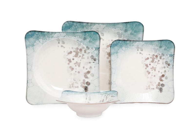 Tallerkensett Subatan 24 Deler - Porselen/Flerfarget - Servering & borddekking - Tallerkener - Firkantet tallerken