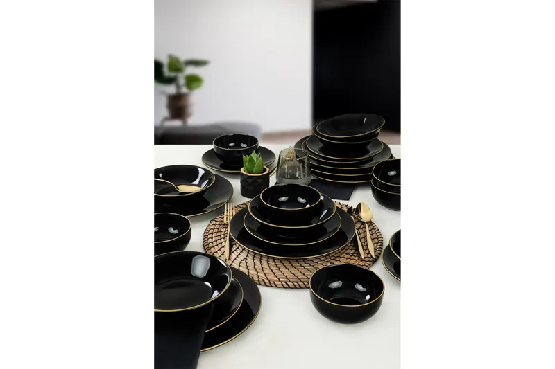 Maman Servise 26 cm, Svart/Gull