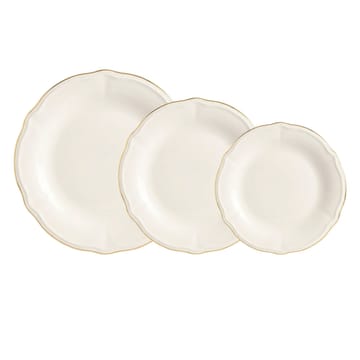 Middagsservise (18 deler) Opviq Altin File Fulya 18 (30 x 32 x 31 cm) Hvit Gull - Hvit/gull - Servering & borddekking - Tallerkener - Tallerkensett