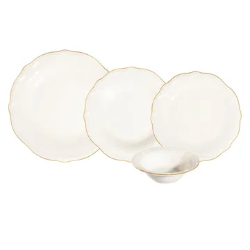 Middagsservise (24 deler) Opviq Altin File Fulya 24 (32 x 36 x 41 cm) Hvit Gull - Hvit og gull - Servering & borddekking - Tallerkener - Firkantet tallerken