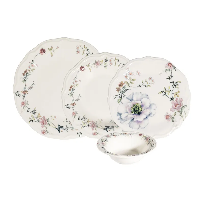 Middagsservise (24 deler) Opviq Aveline Fulya 24 (32 x 36 x 41 cm) Flerfarget - Flerfarget - Servering & borddekking - Tallerkener - Firkantet tallerken