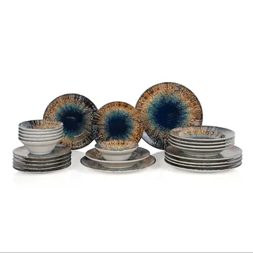 Middagsservise (24 deler) Opviq Bend (32 x 32 x 29 cm) flerfarget - Flerfarget - Servering & borddekking - Tallerkener - Firkantet tallerken