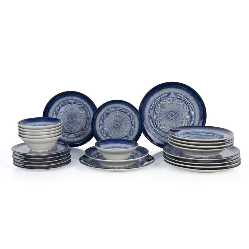 Middagsservise (24 deler) Opviq Circular (32 x 32 x 29 cm) Flerfarget - Flerfarget - Servering & borddekking - Tallerkener - Firkantet tallerken