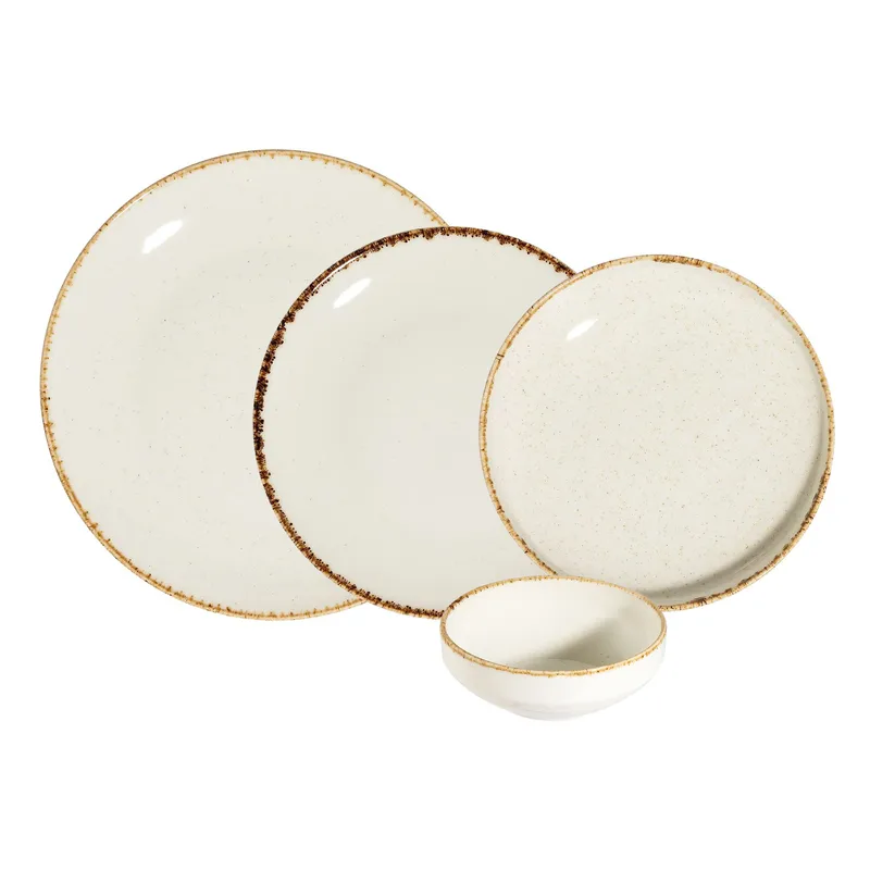 Middagsservise (24 deler) Opviq Cleo Shelf (32 x 36 x 40 cm) hvit beige, Hvit og beige