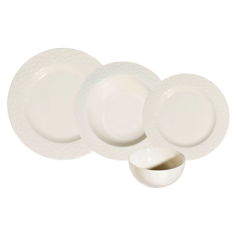Middagsservise (24 deler) Opviq Costa Costa 24 (32 x 36 x 41 cm) Hvit - Hvit - Servering & borddekking - Tallerkener - Firkantet tallerken