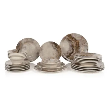 Middagsservise (24 deler) Opviq Diva (32 x 32 x 29 cm) flerfarget - Flerfarget - Servering & borddekking - Tallerkener - Firkantet tallerken