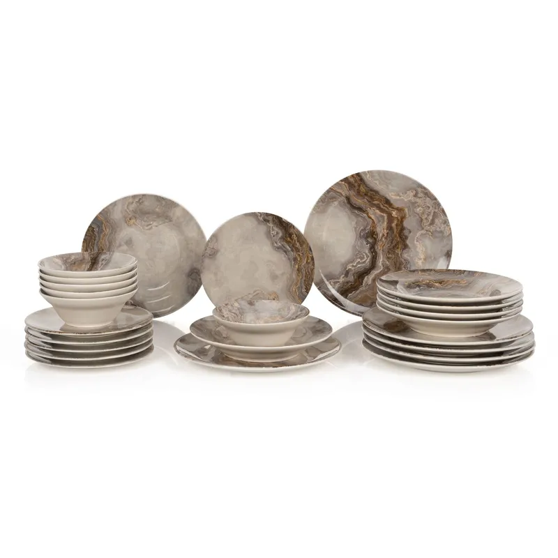 Middagsservise (24 deler) Opviq Diva (32 x 32 x 29 cm) flerfarget - Flerfarget - Servering & borddekking - Tallerkener - Firkantet tallerken