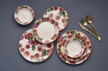 Middagsservise (24 deler) Opviq Figs (32 x 32 x 29 cm) flerfarget - Flerfarget - Servering & borddekking - Tallerkener - Firkantet tallerken
