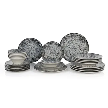 Middagsservise (24 deler) Opviq Rock (32 x 32 x 29 cm) Flerfarget - Flerfarget - Servering & borddekking - Tallerkener - Firkantet tallerken