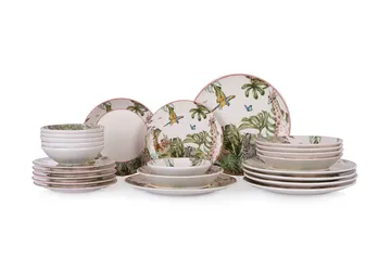 Middagsservise (24 deler) Opviq Safari (32 x 32 x 29 cm) Flerfarget - Flerfarget - Servering & borddekking - Tallerkener - Firkantet tallerken