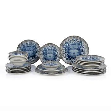 Middagsservise (24 deler) Opviq Stone Light (32 x 32 x 29 cm) Flerfarget - Flerfarget - Servering & borddekking - Tallerkener - Firkantet tallerken