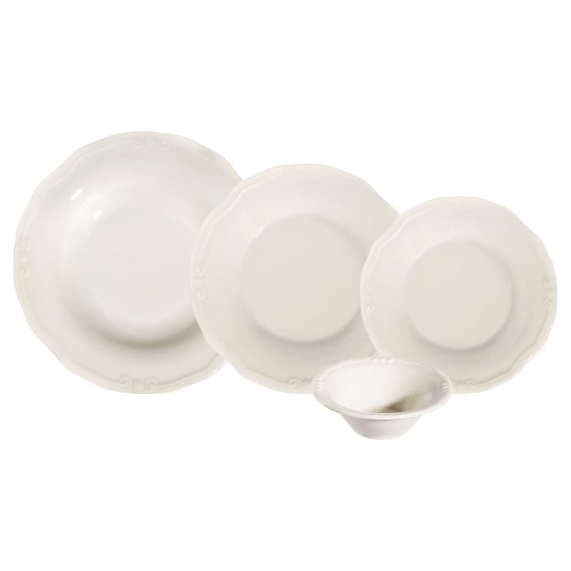 Middagsservise (24 deler) Opviq Tiffany Tiffany 24 (32 x 36 x 41 cm) Hvit - Hvit - Servering & borddekking - Tallerkener - Firkantet tallerken