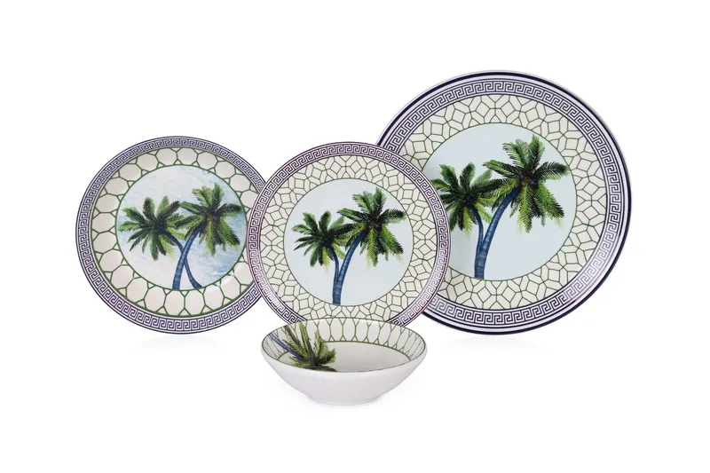 Middagsservise (24 deler) Opviq Tile Palm (32 x 32 x 29 cm) Flerfarget, Flerfarget